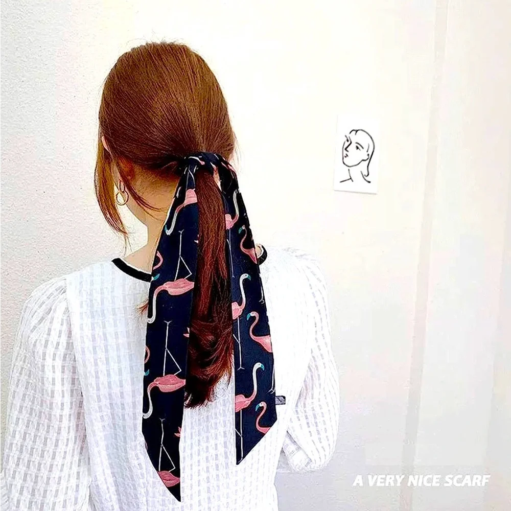 Flamingo Ribbon Hair Ribbon Bag Twillie Wrist Neckerchief Blue and Pink